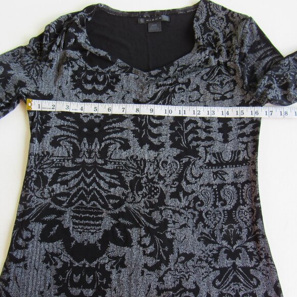 Kiara Women's Boho Sweetheart Neck Long Sleeve Travel Blouse Size M Black Gray - Picture 4 of 6